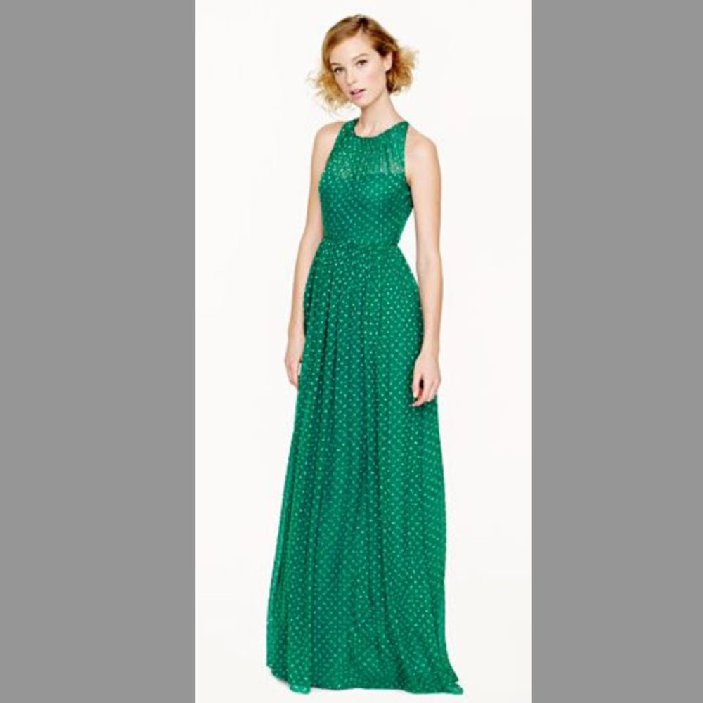 J Crew Halter sheer neck Silk Gown